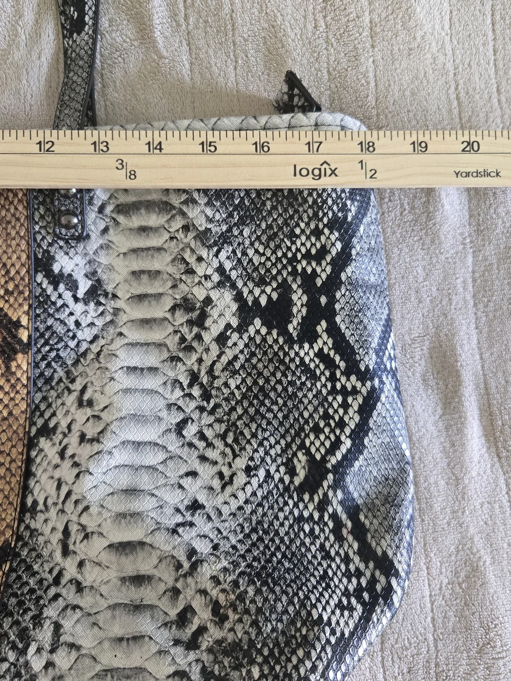 Snake-Print Tote with Multicolor Accent Stripes